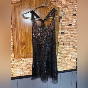 Vintage! Deb mesh sequin racer back mini dress/tunic tank no size